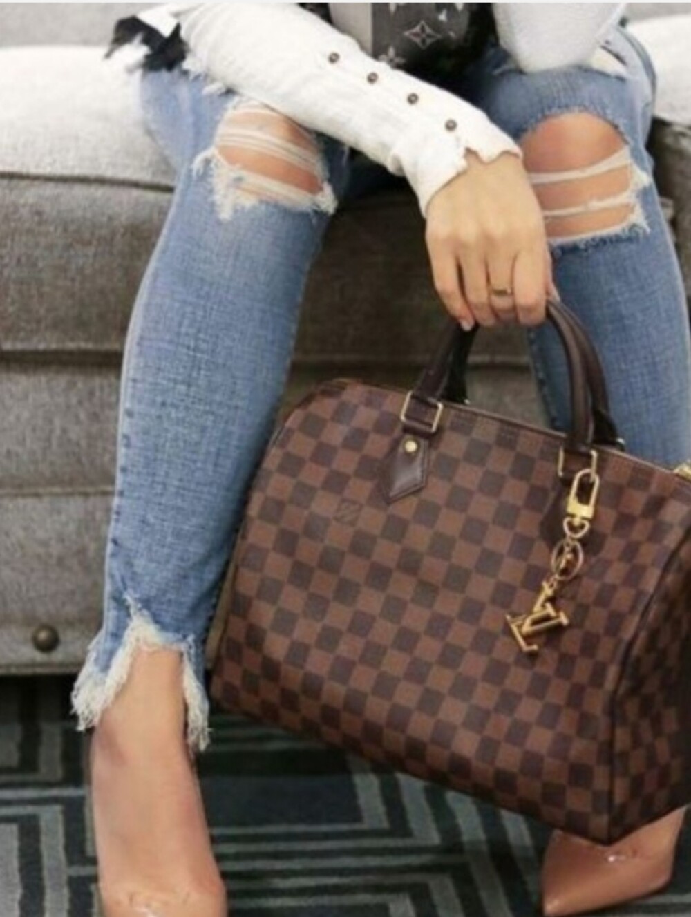 LIKE NEW! Authentic Louis Vuitton Damier Ebene Speedy 30 N41364 with LOCK & TAGS - Picture 5 of 16